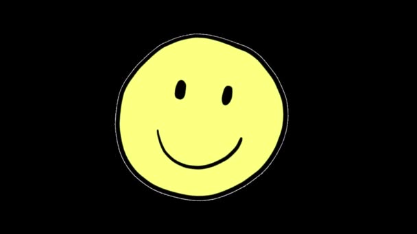 Happy Floating Smiley Face Black Screen — Stok Video