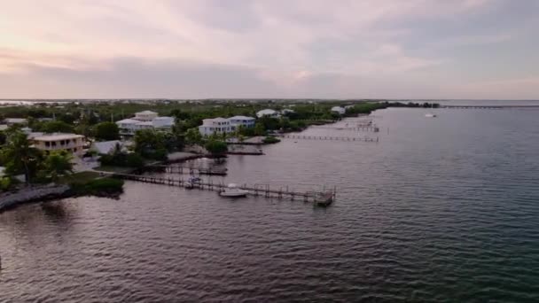 Aerial View Waterfront Real Estate Florida Keys Φλόριντα Ηπα Επανδρωμένο — Αρχείο Βίντεο