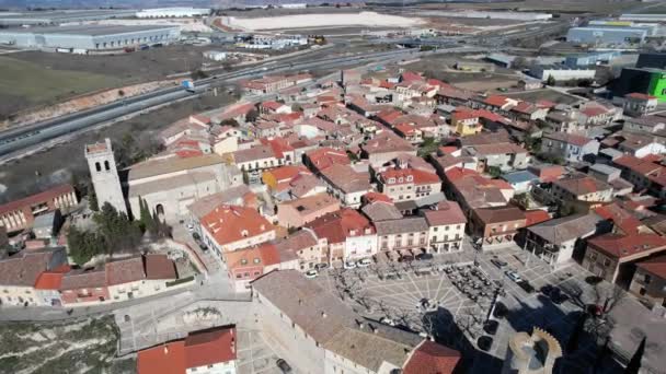 Kisváros Középkori Történelmi Épületekkel Európában Madártávlatból Kilátás Házakra Háztetőkre Ahogy — Stock videók