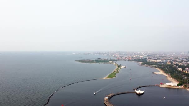 Java Sea Coast Jakarta Seen While Boat Cross — Stock Video