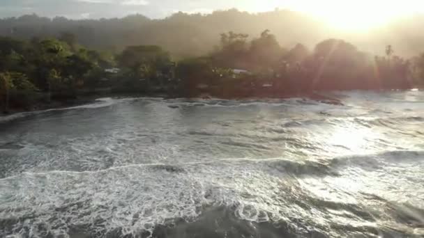 Widok Lotu Ptaka Playa Negra Cahuita Pacyfiku Kostaryki — Wideo stockowe