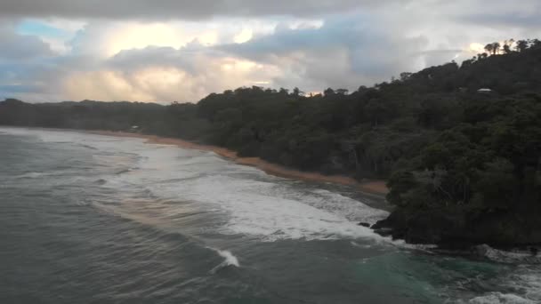 Aerial View Cocles Beach Close Puerto Viejo Sunset Carribean Side — Stock Video