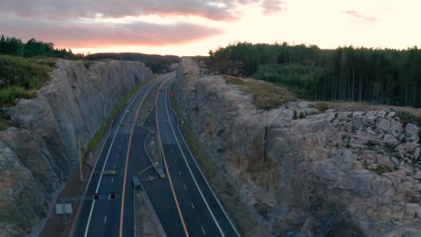 Highway Solnedgången Utan Bilar — Stockvideo