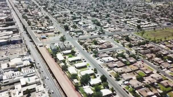 Vista Drone Voando Para Esquerda Mostrando Fronteira Eua México — Vídeo de Stock