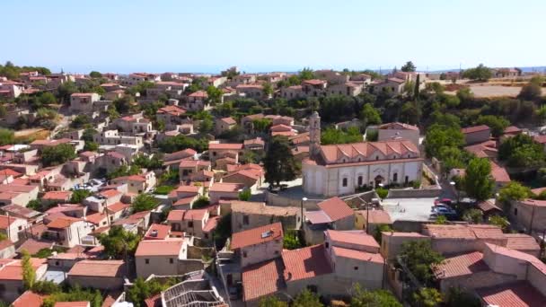 Imágenes Aéreas Drones Del Tradicional Pueblo Rural Lofou Limassol Chipre — Vídeos de Stock