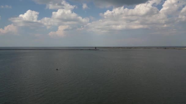 Una Vista Aérea Del Faro Delaware Breakwater East End Sombra — Vídeos de Stock