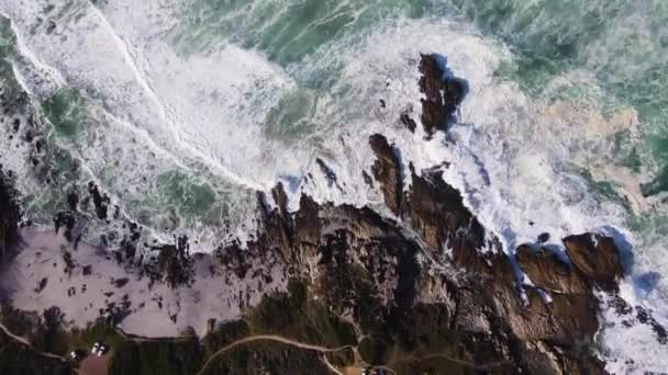 Incessant Wave Action Slamming Rocks Coastline Hermanus South Africa — Stock Video