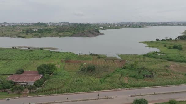 Aerial Barajul Lamingo Autostrada Platoul Jos Nigeria Înainte Împușcat — Videoclip de stoc