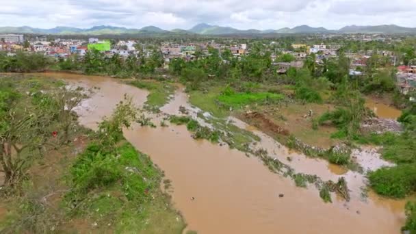 Río Yuma Después Del Huracán Fiona Golpeó Los Platanitos Causados — Vídeos de Stock
