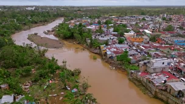 Devastated Town Buddy Water Yuma River Hurricane Fiona Los Platanitos — Stock video