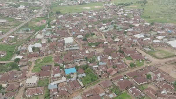 Aerial Paesaggio Urbano Jos Plateau Nigeria Colpo Avanti Inclinazione Verso — Video Stock
