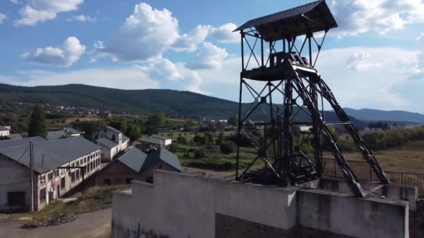 Antik Maden Kulesi Fabero Pozo Viejo Spanya Adlı Bir Yeraltı — Stok video