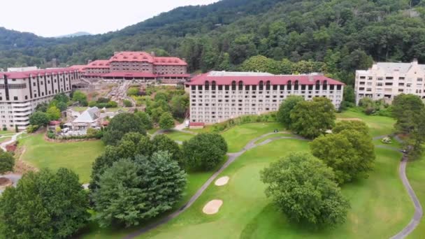 Drone Video Convention Center Spa Historical Grove Park Inn Ashville — ストック動画