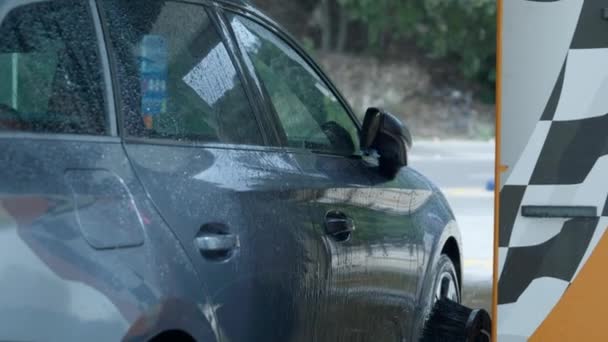 Acqua Shampoo Lavaggio Spruzzo Veicolo Auto Robot Auto Era Servizio — Video Stock