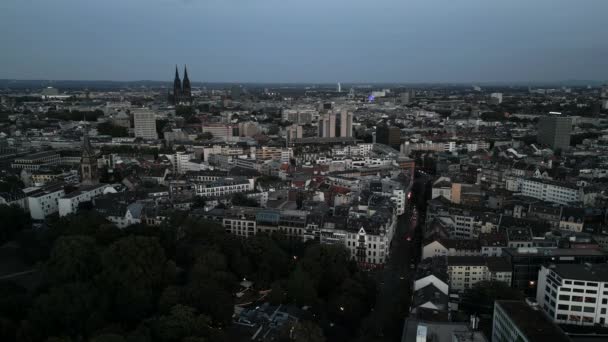 Köln Nordrhein Westfalen Deutschland Absteigender Vogeldrohnenflug Der Panorama Silhouette Der — Stockvideo