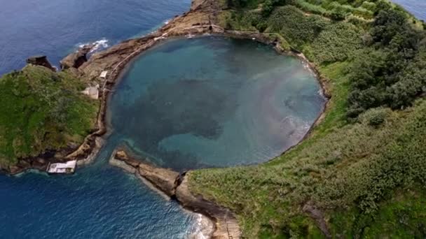 Ilhu Vila Franca Campo Okrągły Krater Lagunowy Azory Antena — Wideo stockowe