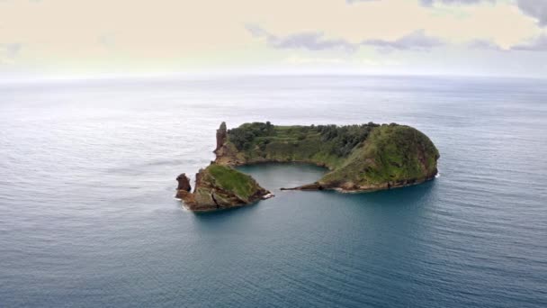 Ilha Vulcânica Ilhu Vila Franca Campo Açores Vista Aérea — Vídeo de Stock