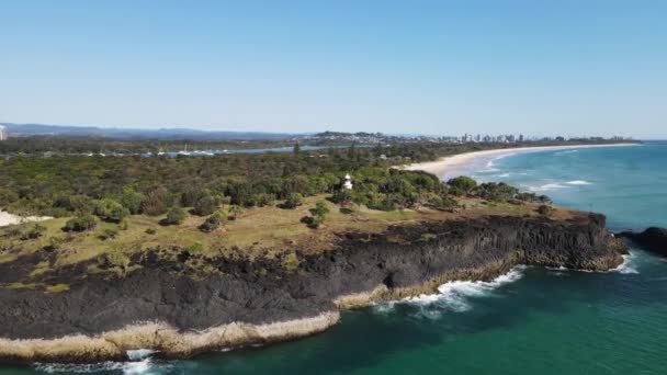 Popularny Szlak Spacerowy Wzdłuż Przylądka Fingal Heads Panoramą Gold Coast — Wideo stockowe