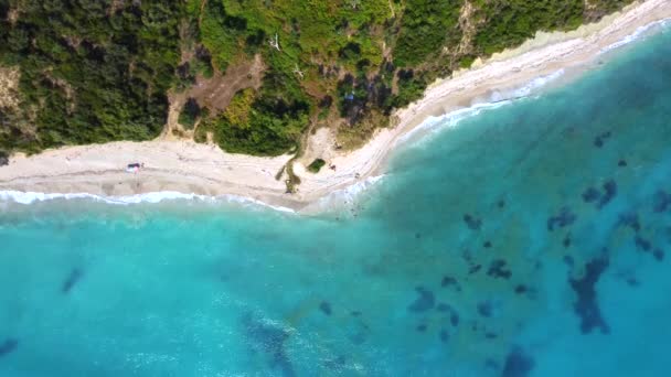 Dron Záběr Albánského Pobřeží Středozemním Moři Dron Vznáší Ptačí Perspektivy — Stock video