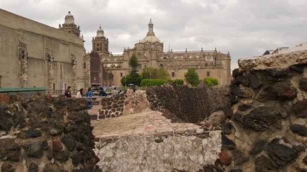 Belül Templom Mexikóváros Templo Polgármester Unesco Világörökség Cdmx — Stock videók