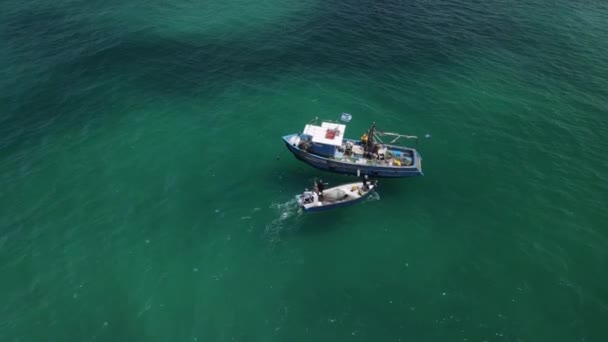 Kleineres Boot Stößt Bei Einer Fischereiexpedition Der Haifa Bucht Von — Stockvideo