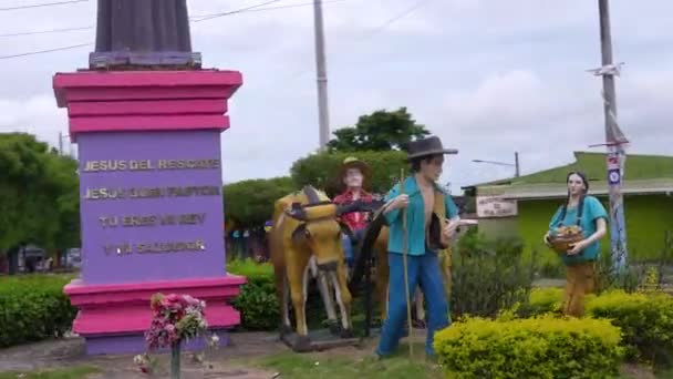 Rivas Nicaragua Rzeźba Autochtoniczna Turystyka Nikaragui Miasto Kolonialne Nikaraguense — Wideo stockowe