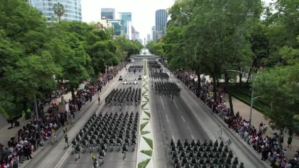 Különböző Harci Szakaszok Légi Felvételei Mexikói Katonai Felvonulás Alatt — Stock videók