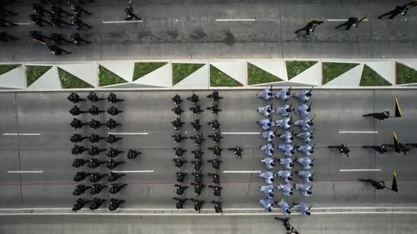Ujęcie Drona Pełnego Plutonu Meksykańskiego Korpusu Piechoty Morskiej Mieście Meksyk — Wideo stockowe