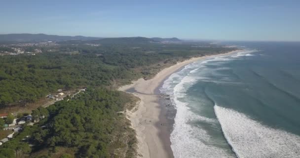 Drone Aerial Footage Cabedelo Beach Viana Castelo Portugal Úžasný Oceán — Stock video