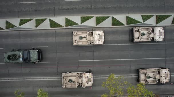 Luchtfoto Met Gecamoufleerde Oorlogstanks Van Het Mexicaanse Leger — Stockvideo