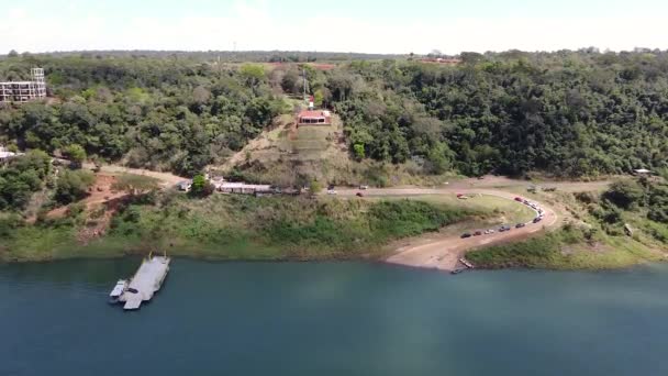 Hito Tres Fronteras Arjantin Paraguay Brezilya Nın Paran Iguaz Nehri — Stok video