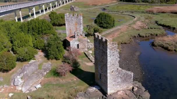 Torres Ermita Del Siglo Fortaleza Desembocadura Del Río Mar Atlántico — Vídeos de Stock