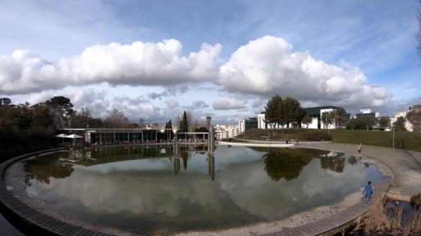 Time Lapse Edward Vii Park Restaurante Lisbon Portugal Nubes Bajo — Vídeo de stock