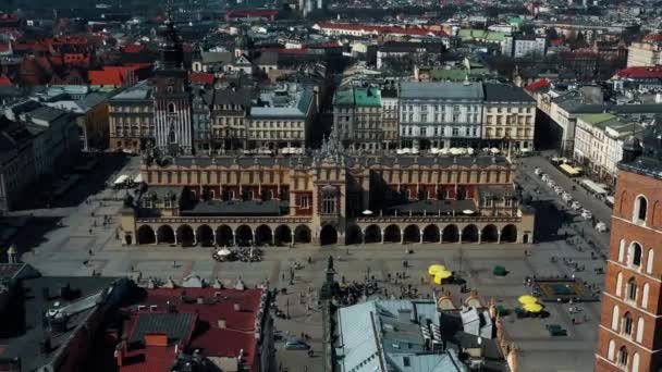 Monumento Sukiennice Cracovia Riprese Aeree — Video Stock