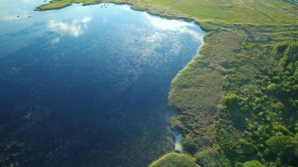 Aerial View Tranquil Zatoka Pucka Poland Dolly Back Establishing Shot — Stock Video