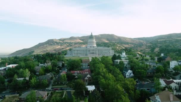 Ripresa Aerea Drone Utah Campidoglio Edificio Salt Lake City 2022 — Video Stock