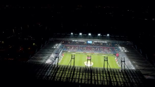 Estadio Fútbol Moderno Con Ventiladores Stand Imágenes Aéreas — Vídeo de stock