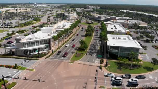 Drone Video Traffic Roundabout Centrum Handlowym University Town Center Hrabstwie — Wideo stockowe