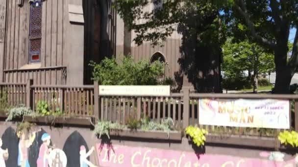 Riprese Aeree Della Chiesa Del Cioccolato Bath Maine Usa Drone — Video Stock