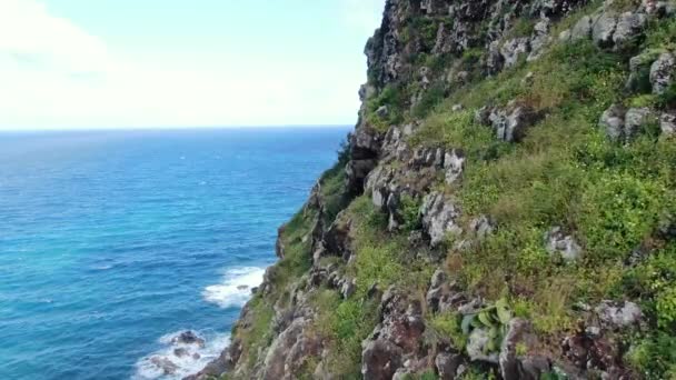 Wspaniałe Widoki Wybrzeże Stromych Wulkanicznych Klifów Morskich Latarni Morskiej Makapu — Wideo stockowe