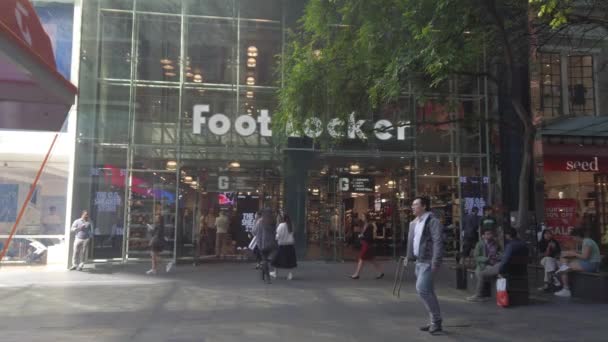 Foot Locker Ναυαρχίδα Κατάστημα Εξωτερικό Στο Pitt Street Mall Εμπορικό — Αρχείο Βίντεο