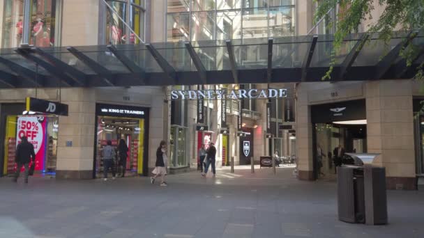 Sydney Arcade Dzielnicy Handlowej Pitt Street Mall Nowa Południowa Walia — Wideo stockowe