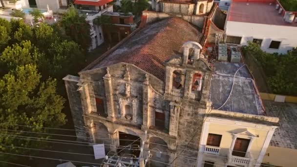 Aerial Drone Widok Kościół Klasztoru Regina Angelorum Santo Domingo Dominikana — Wideo stockowe
