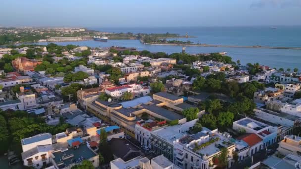 Ciudad Colonial Historic Central Sousedství Santo Domingo Dominikánské Republice Letecké — Stock video