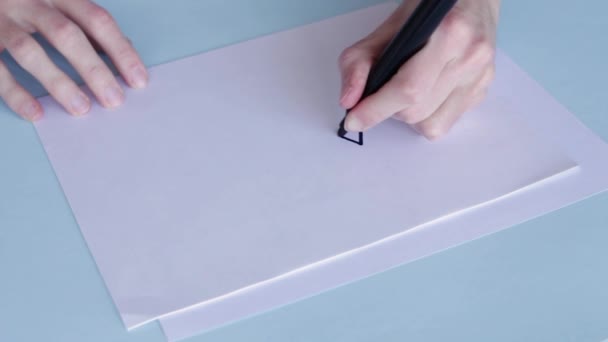 Persona Con Penna Pentel Nera Disegna Modello Zig Zag Nel — Video Stock