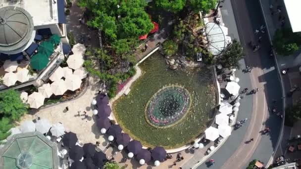 Aerial Birds Eye View Water Fountain Grove Mall West Hollywood — Stok Video