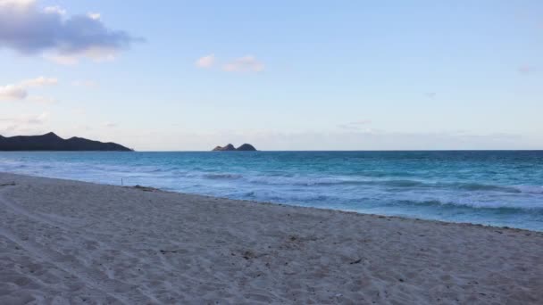 Een Tijdspanne Van Breed Verlaten Idyllisch Zand Bij Sherwood Strand — Stockvideo