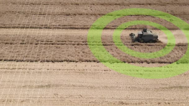 Самоуправляемый Комбайн Сканирует Окружающую Среду Сборе Урожая Рендеринг — стоковое видео
