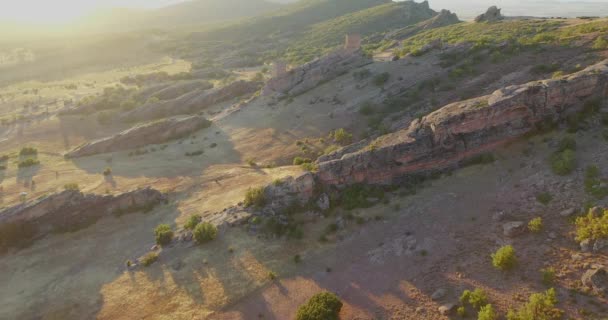 Vlieg Natuur Het 12E Eeuwse Kasteel Van Zafra Guadalajara Spanje — Stockvideo