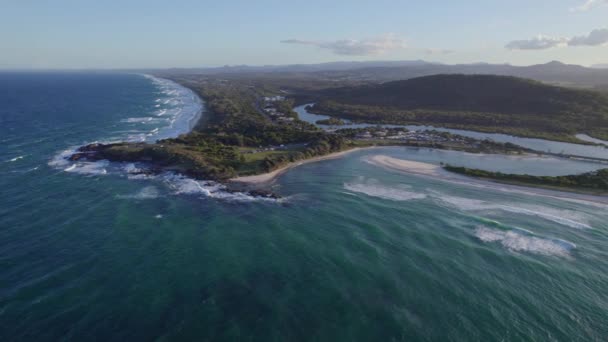 Flygfoto Över Hastings Point Beach Tweed Shire Norra Nsw Australien — Stockvideo